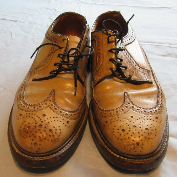 Mens Vtg Florsheim Shoes Leather Wingtip Oxford Dress Shoes Sz 9.5 main image 8